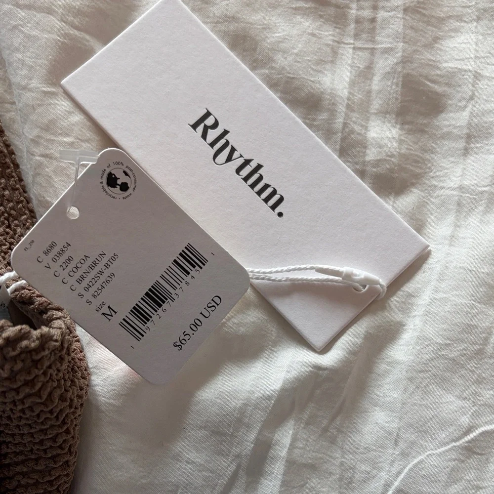 Free People Rhythm Brown Ribbed High-Neck Swim Top Set (Top) - Picture 3 of 3